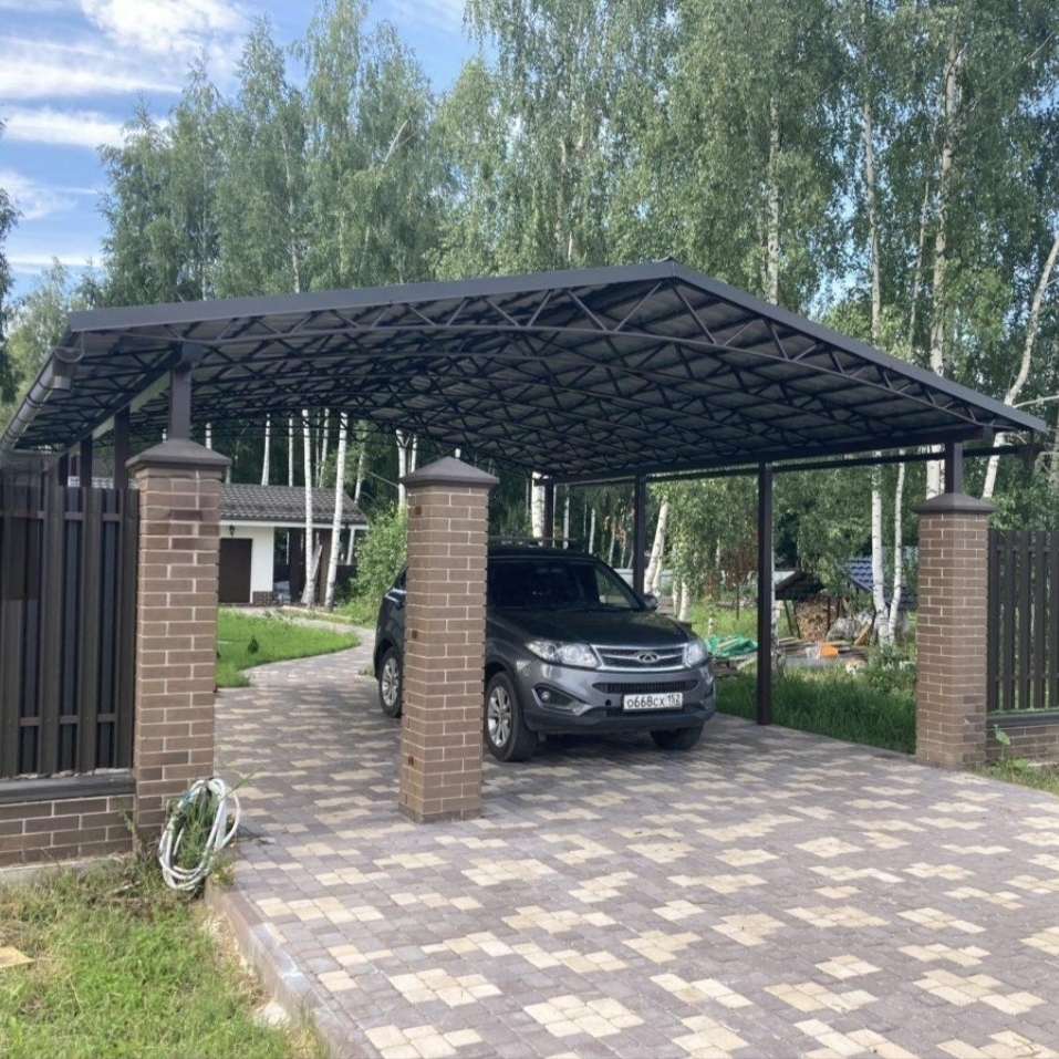 Арочный навес на 2 авто — фото с объекта